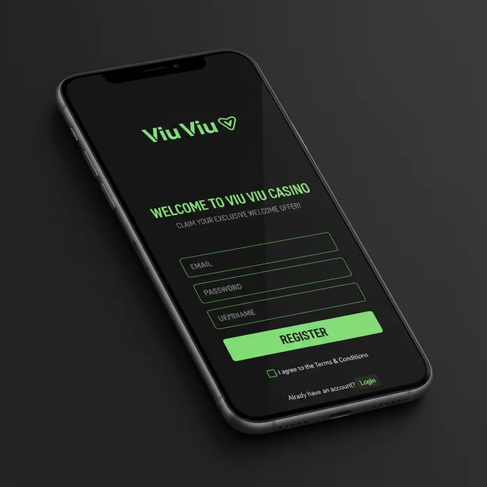 Viu Viu registratieformulier — accountaanmaak met e-mail en wachtwoordvelden